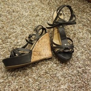 Black ankle strap wedge